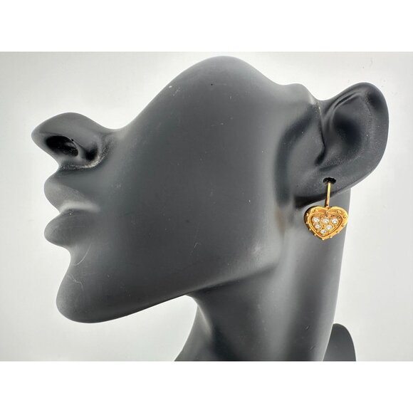 Women's Danecraft 24 Karat Gold Over Sterling Heart Shaped Earrings with Tags - Picture 7 of 16